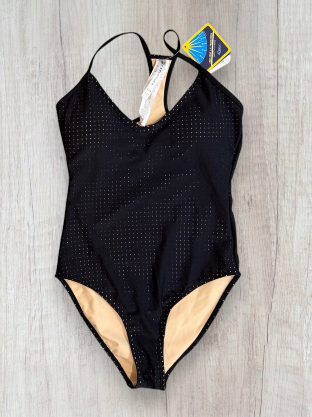 Fabletics One Piece Swimsuit Black Perforated Racerback NWT XXS